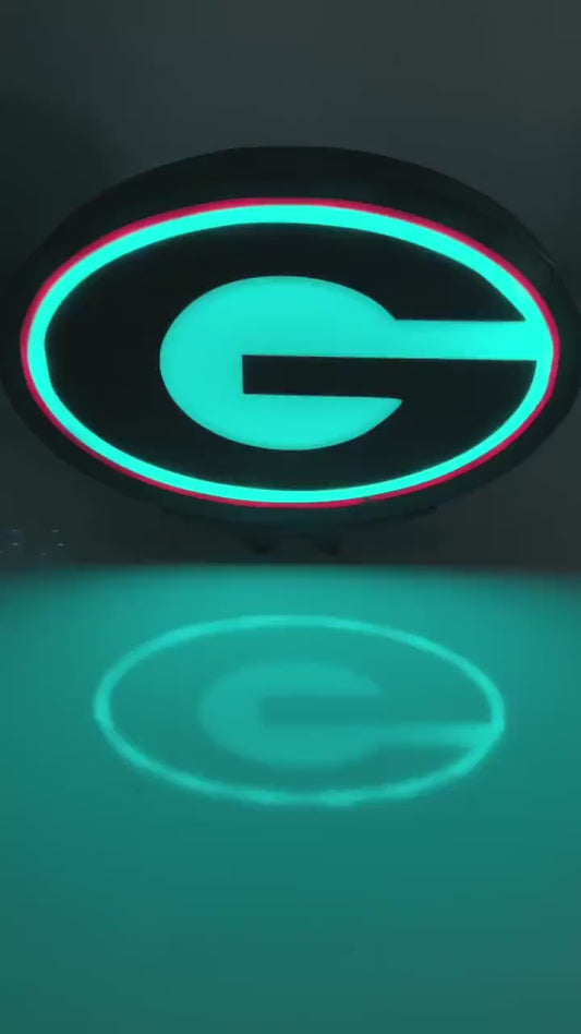 UGA Georgia Bulldogs Multicolored LED Light Box with Color and Effects Remote and Stand