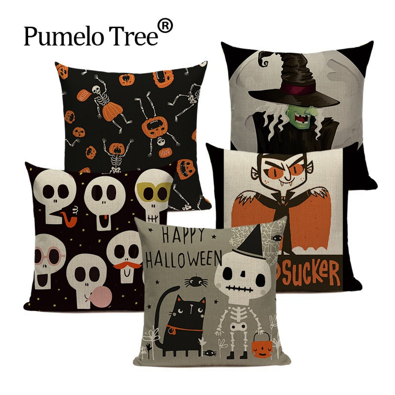 Trick-or-Treat Pumpkin Print Pillow Cover
