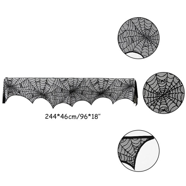 Lace Spiderweb and Skeleton Decoration
