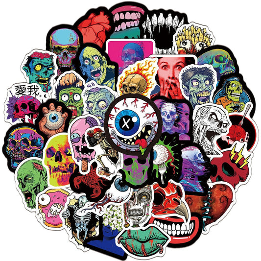 Horror Skull and Zombie Halloween Stickers