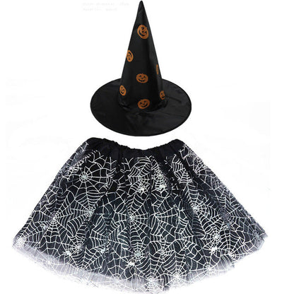Spiderweb Tutu Skirt and Witch Hat Costume Options