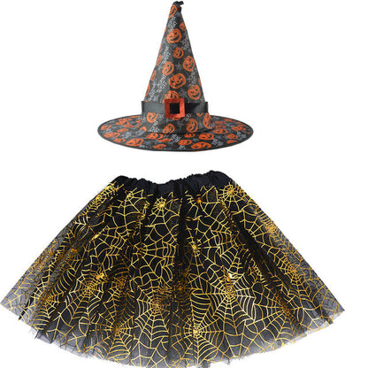 Spiderweb Tutu Skirt and Witch Hat Costume Options