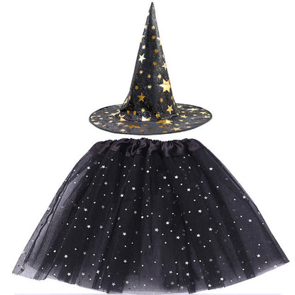 Spiderweb Tutu Skirt and Witch Hat Costume Options