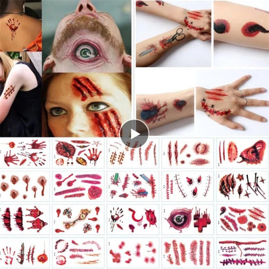 Halloween Wound Tattoo and Sticker Options
