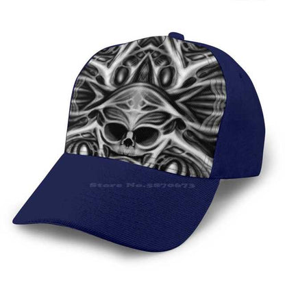 Biomechanical Skull Print Cap