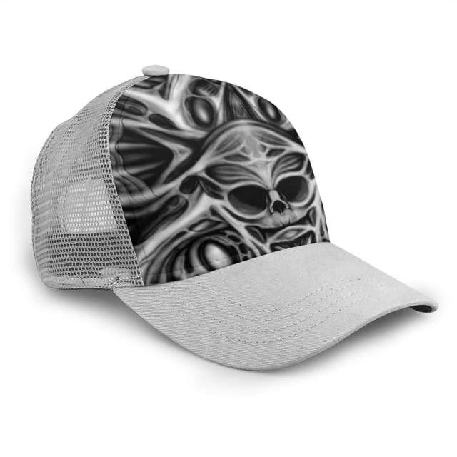 Biomechanical Skull Print Cap