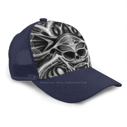 Biomechanical Skull Print Cap