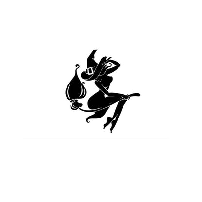 Flying Witch on a Broom Halloween Decals