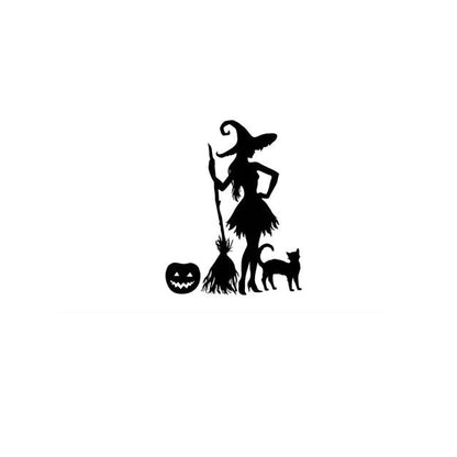 Flying Witch on a Broom Halloween Decals