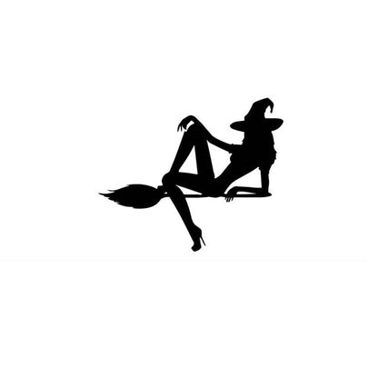 Flying Witch on a Broom Halloween Decals