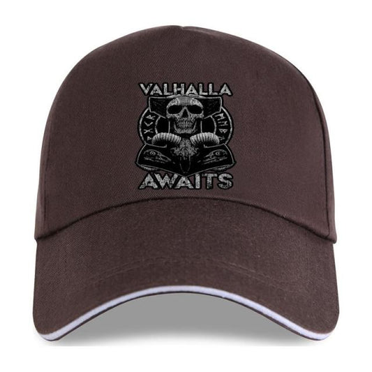 Valhalla Awaits Skull Print Cap