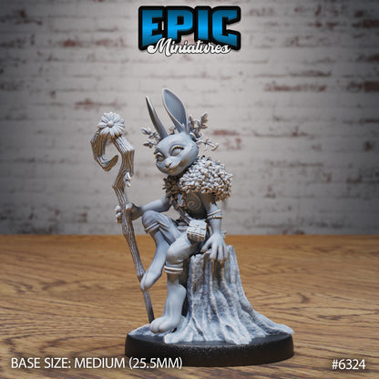 Rabbit Folk Druid – Harengon Druid – Resin Tabletop Miniature