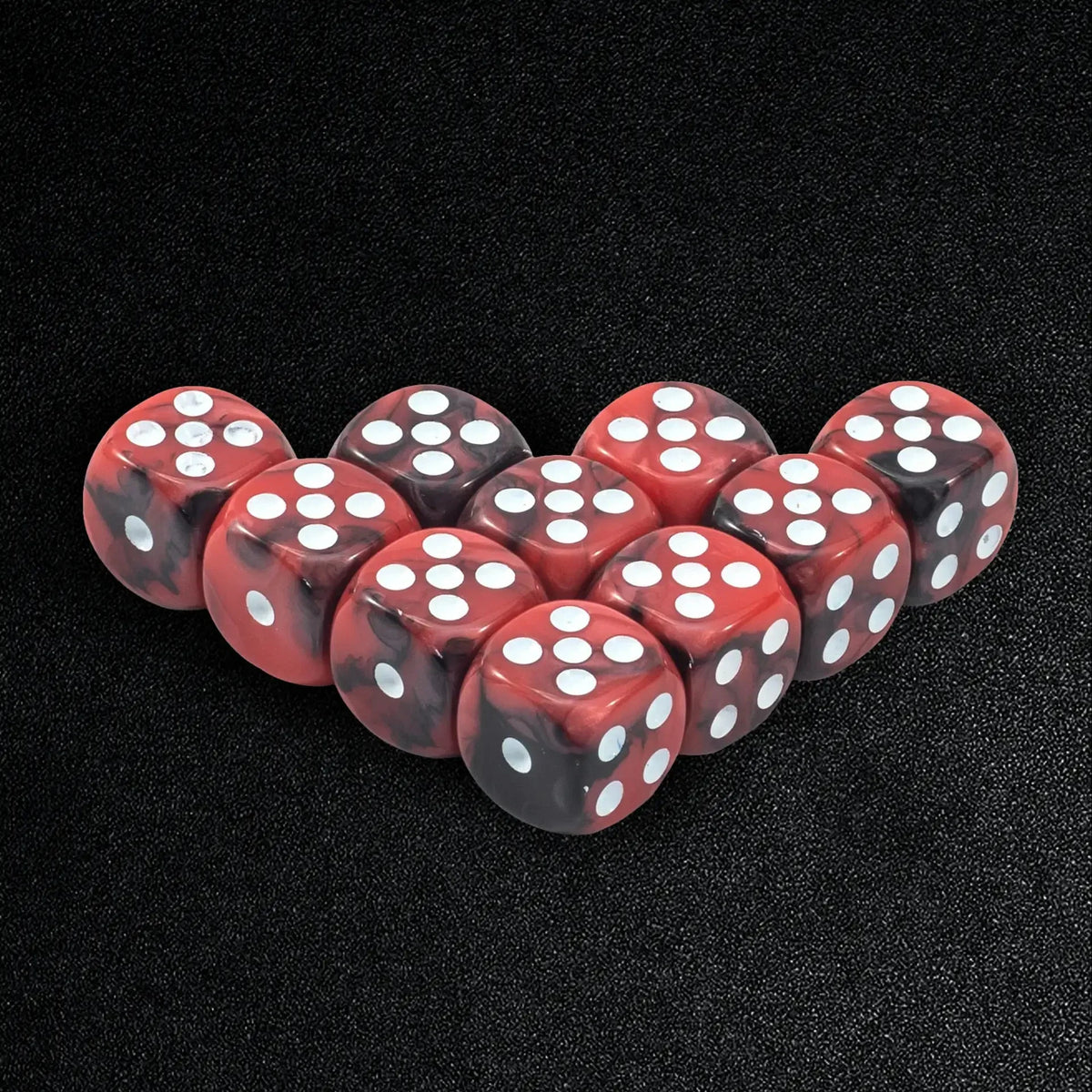 Red and black acrylic dice game props 10 x D6 dice set