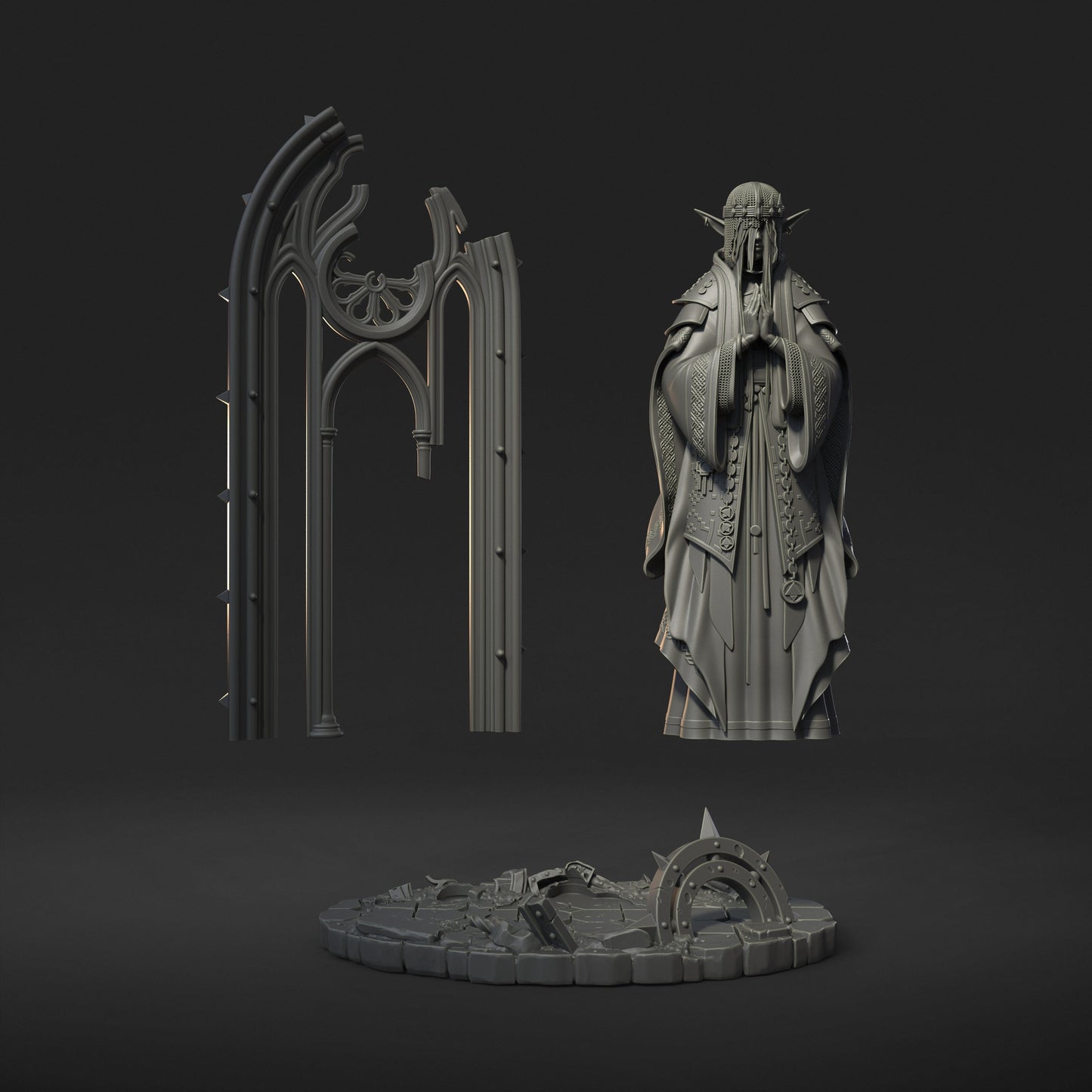 Saint Caldria of the Iron Vow – Elf Cleric – Resin Tabletop Miniature