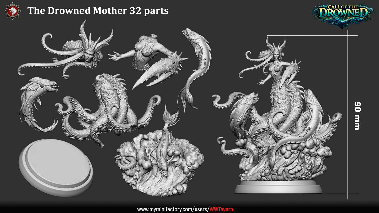 The Drowned Mother – Call of the Drowned – 32mm, 75mm Resin Miniature & Bust