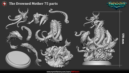 The Drowned Mother – Call of the Drowned – 32mm, 75mm Resin Miniature & Bust