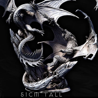 Elder Red Dragon Vs Elder White Dragon Battle Diorama - Clash of the Primevals