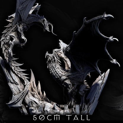 Elder Black Dragon Vs Elder Blue Dragon Battle Diorama - Clash of the Primevals