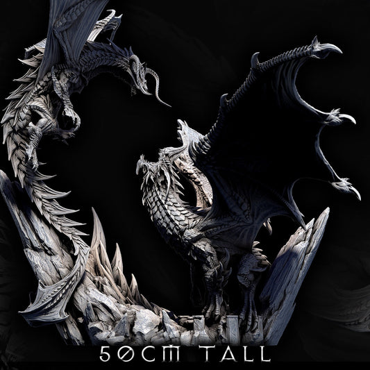 Elder Black Dragon Vs Elder Blue Dragon Battle Diorama - Clash of the Primevals
