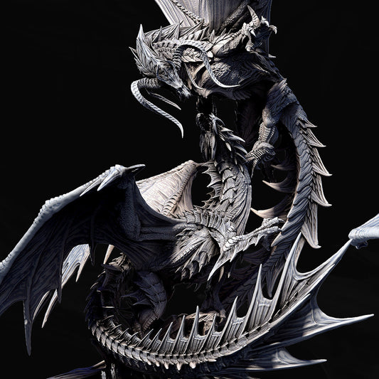 Elder Black Dragon Vs Elder Green Dragon Battle Diorama - Clash of the Primevals